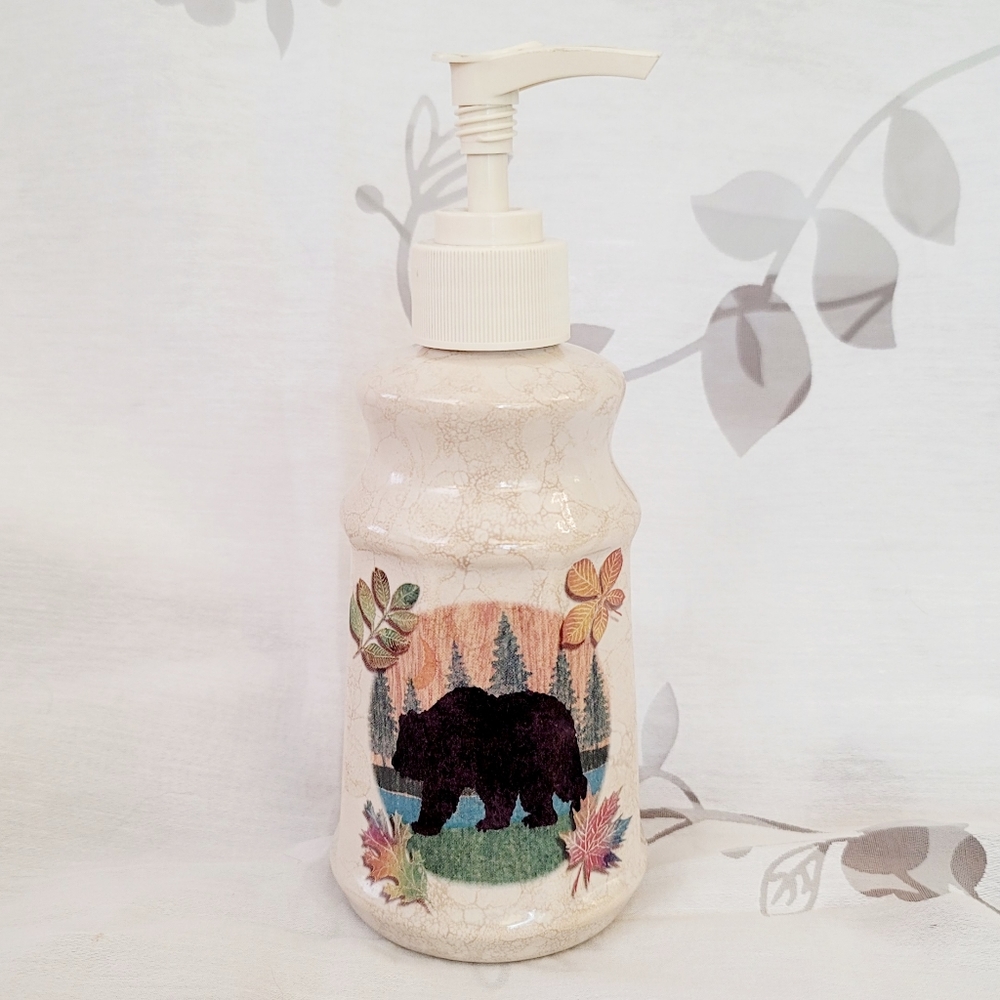 Vintage Athena CA ceramic Bear's Cabin soap dispenser